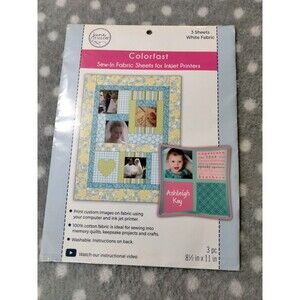 Colorfast Sew-In Printable Fabric Ink Jet Printers THREE 3 Sheets ~ June Tailor